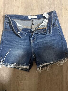 RISEN JEANS Blue Distressed Denim Jean Shorts